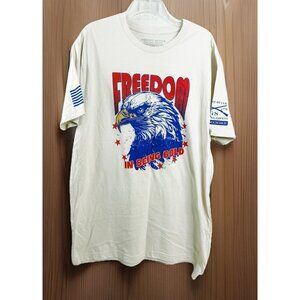 Grunt Style Men XL Cream T-Shirt Eagle -Freedom In Being Bold -Club Member EUC